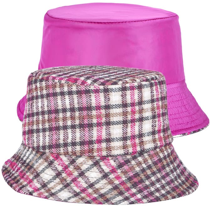 Palarie dama Bucket reverse fucsia, fucsia/maro, moale, lana/poliester