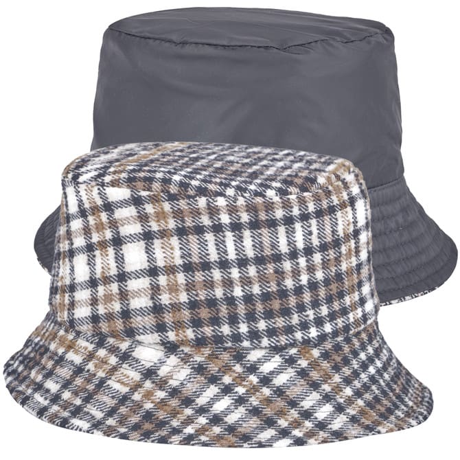 Palarie dama Bucket reverse nero/beige, maro/negru, moale, lana/poliester