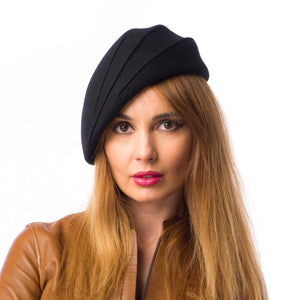 Basca dama, Lorena nero, neagra, asimetrica, fetru de lana