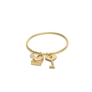 Bratara Bracciale Bangle 2 pendenti, aurie, nichel testat