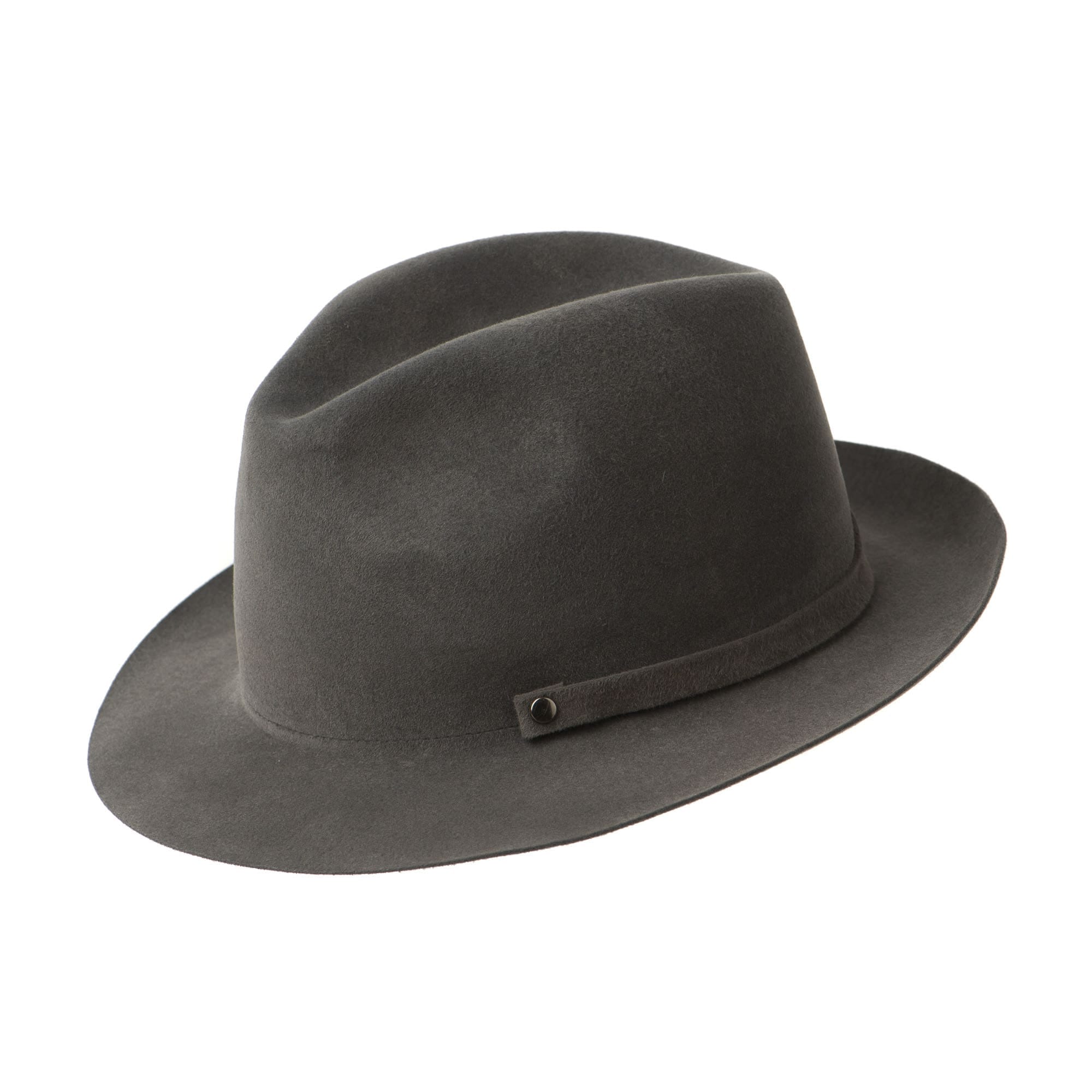 Palarie Trevi lapin grigio, gri, bor mic, velur de iepure