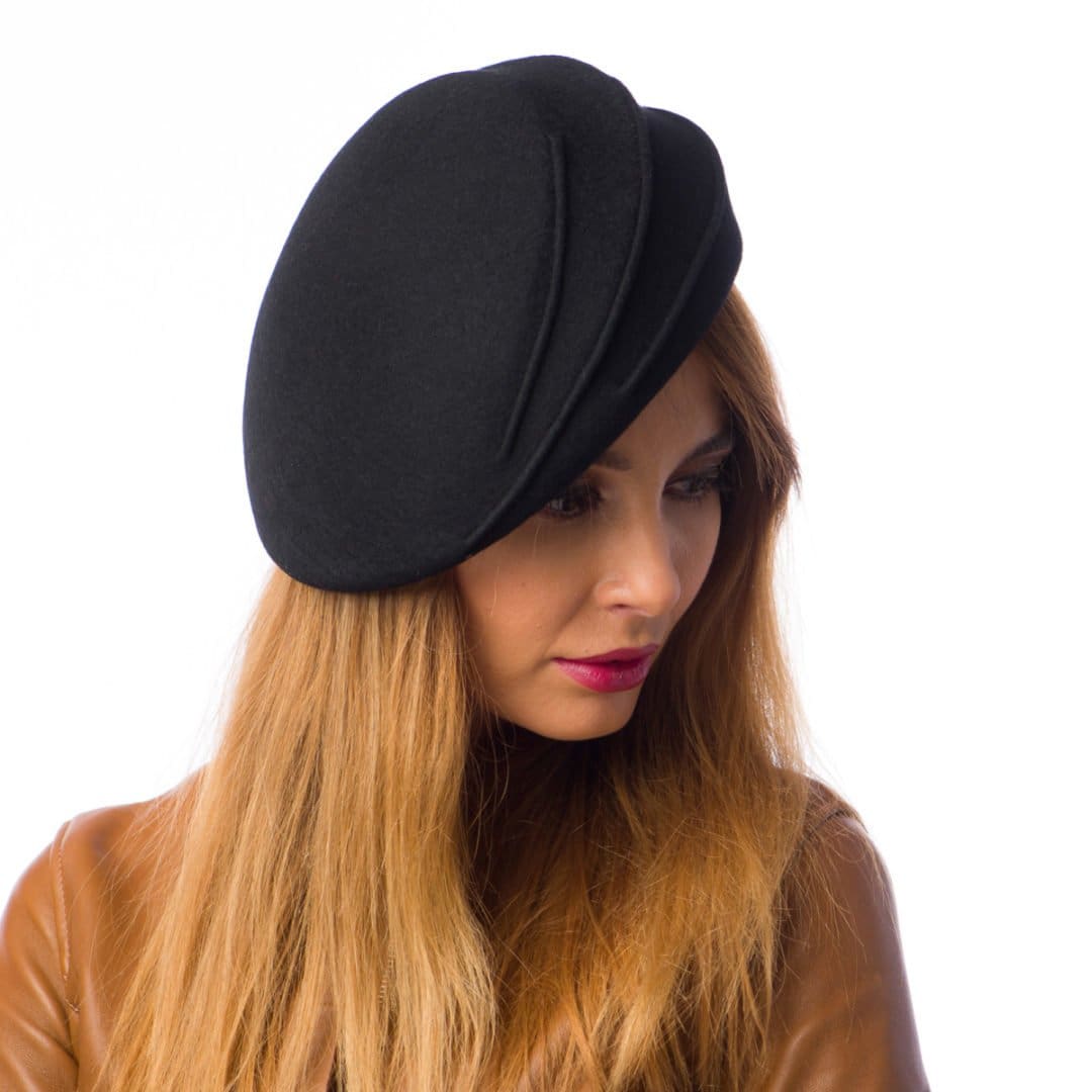 Basca dama, Lorena nero, neagra, asimetrica, fetru de lana