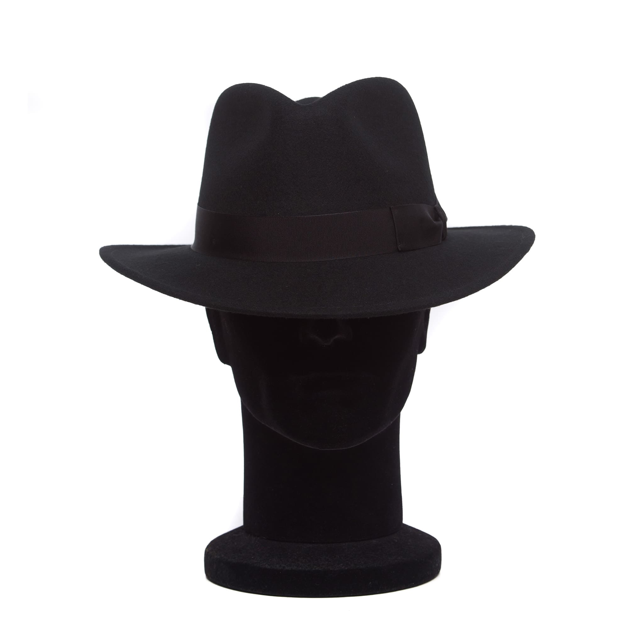 Palarie barbati Adami nero/nero, neagra, bor mediu, fetru de lana