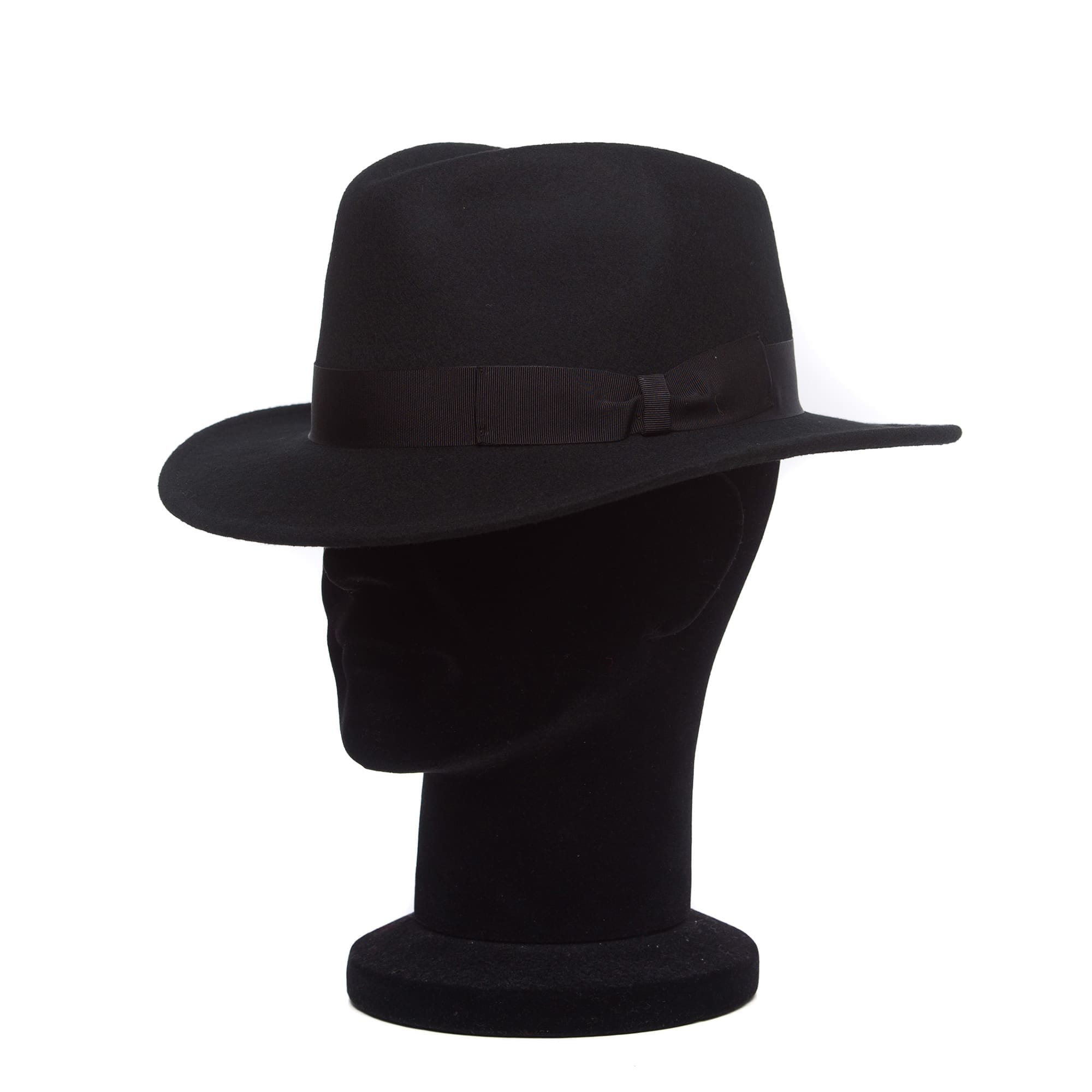 Palarie barbati Adami nero/nero, neagra, bor mediu, fetru de lana