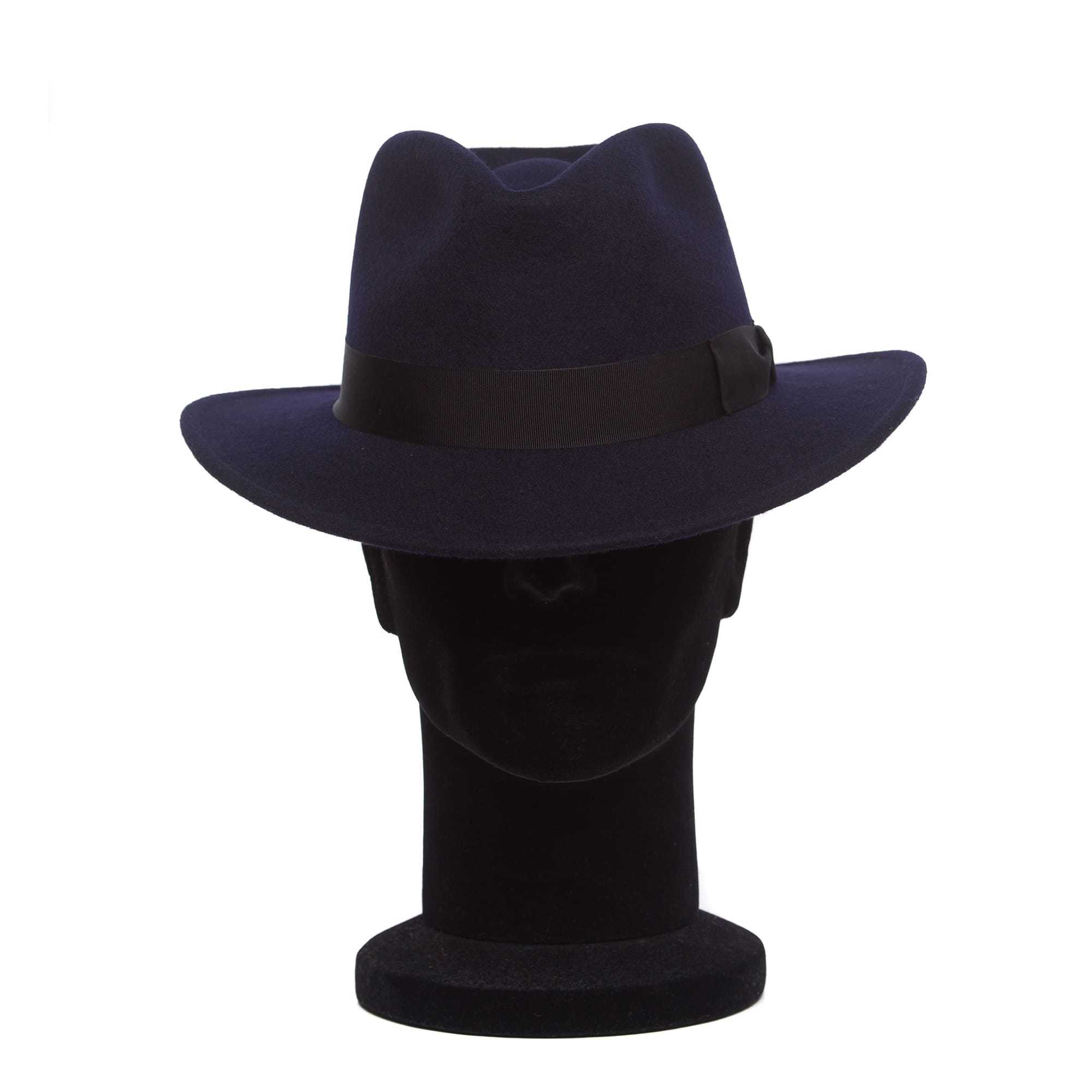 Palarie barbati Adami blu/nero, albastra, bor mediu, fetru de lana