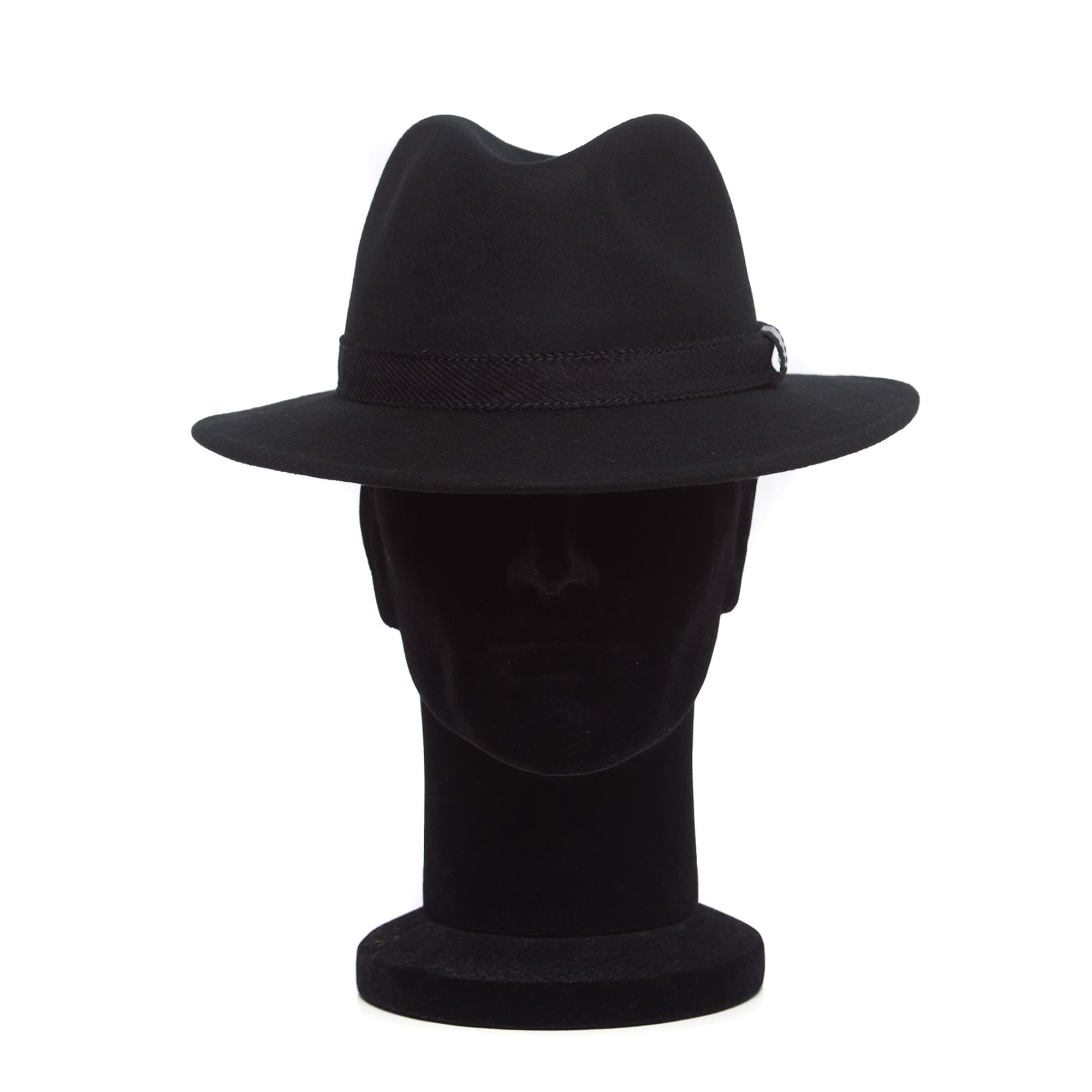 Palarie barbati Banfi nero, neagra, bor mediu, fetru de lana