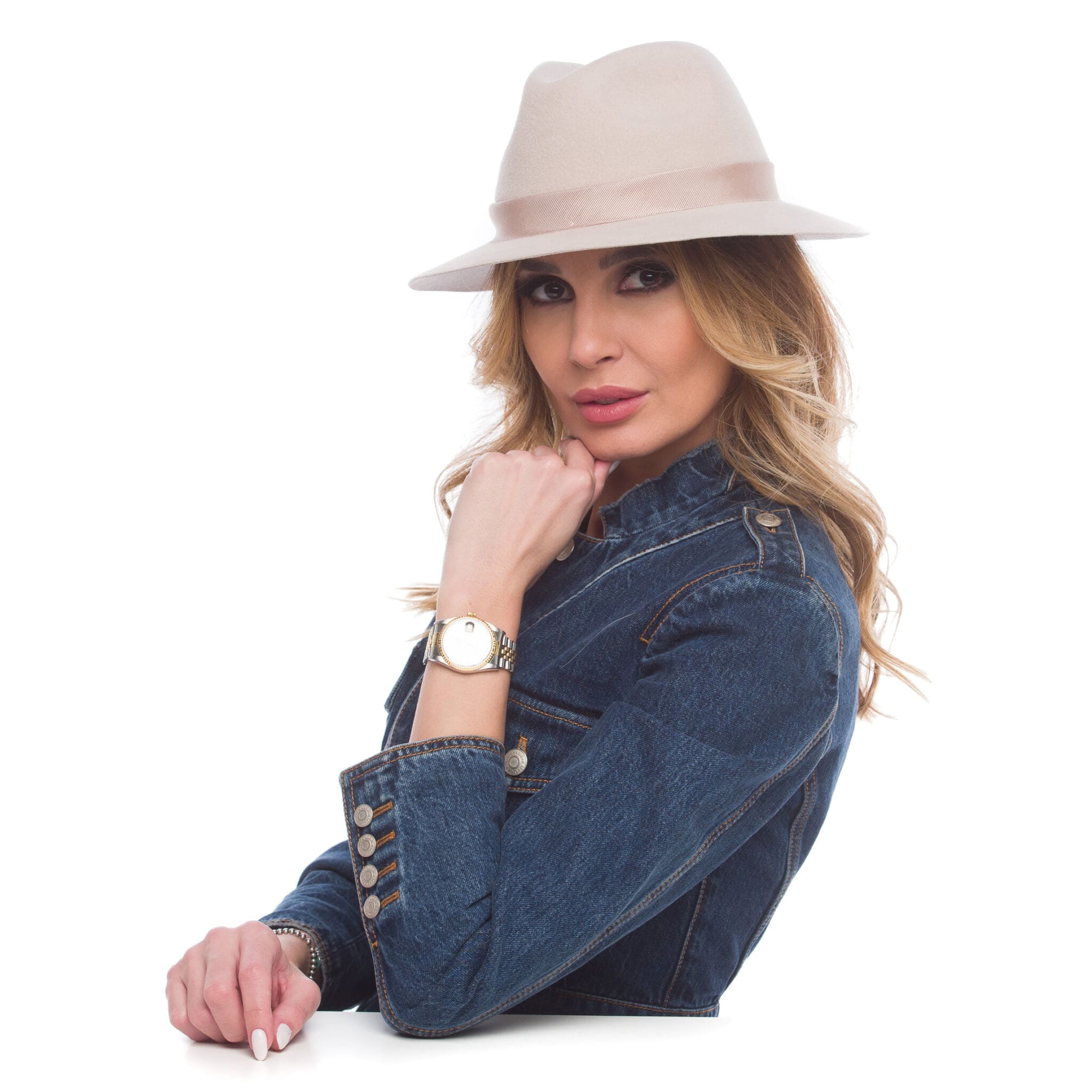 Palarie dama, Paris velour nude, bej-nude, bor mic, velur de iepure