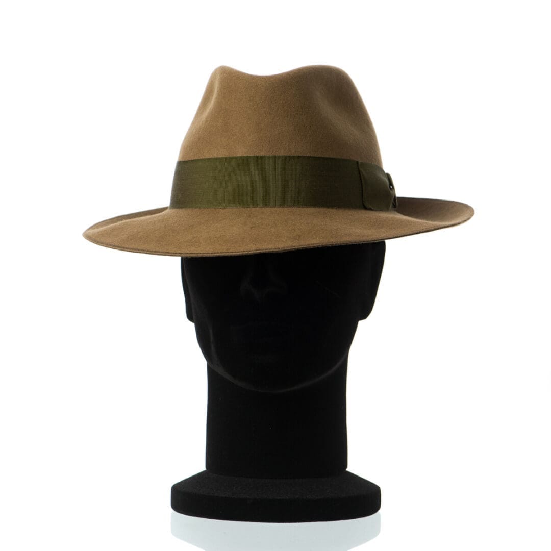 Palarie barbati King beige/v, maro/verde, bor mediu, fetru de lana