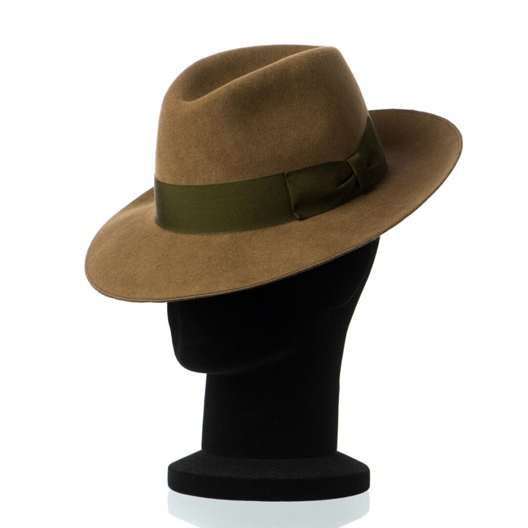Palarie barbati King beige/v, maro/verde, bor mediu, fetru de lana