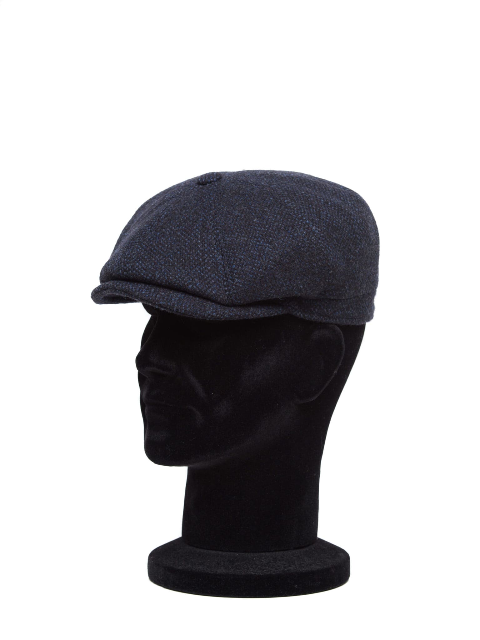 Sapca barbati, Peaky blu punctado, albastru/negru, textura fina, lana cu casmir