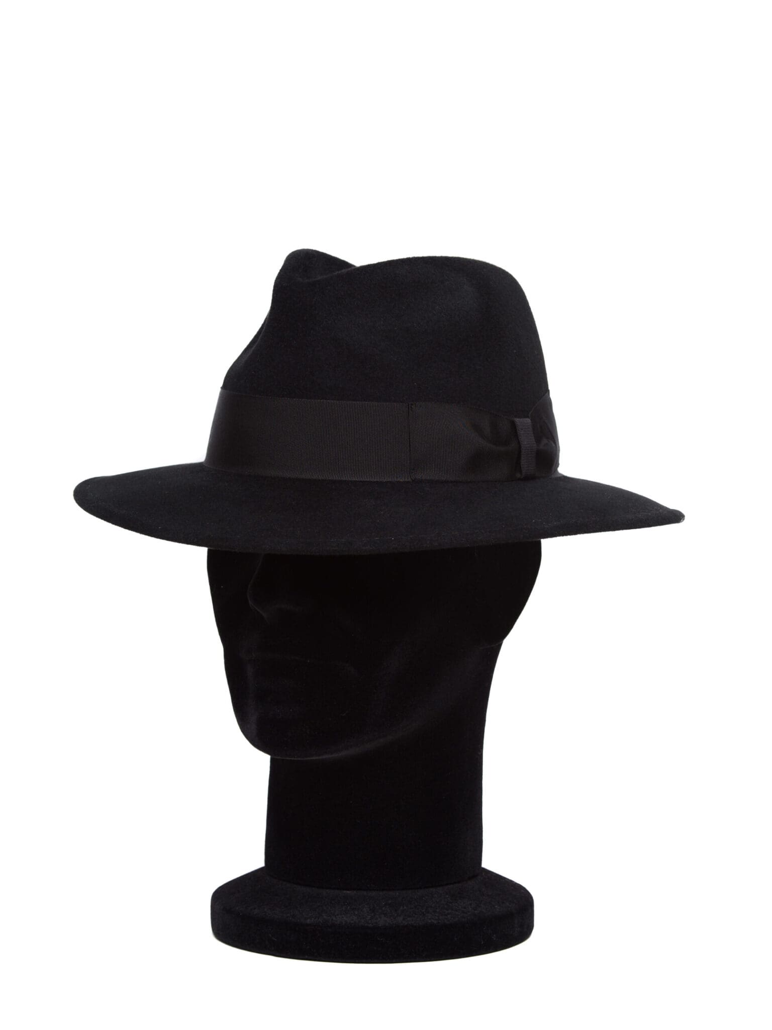 Palarie barbati Monaco velour nero/nero, neagra, bor mediu, velur de iepure