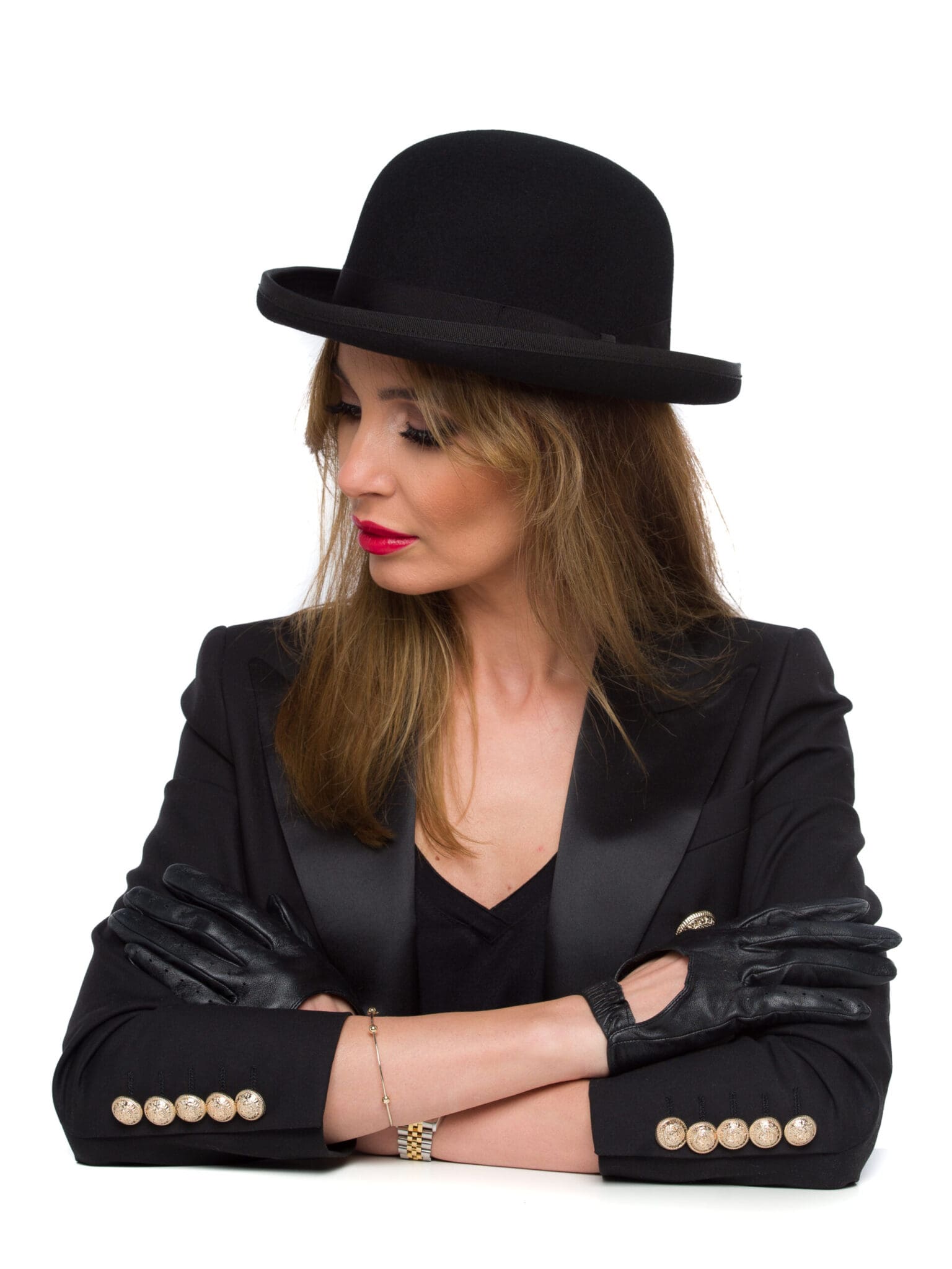 Palarie dama, Chaplin nero, neagra, fetru de lana