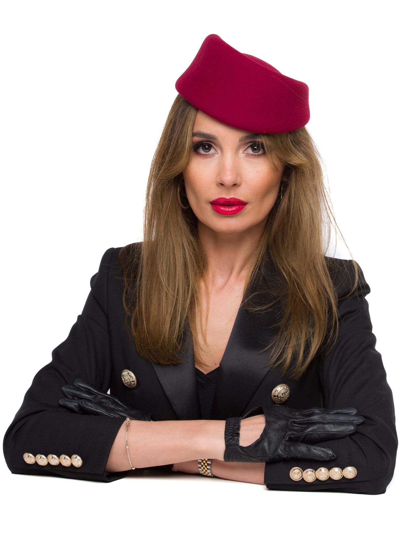 Toca Elize bordo, bordeaux, fetru de lana