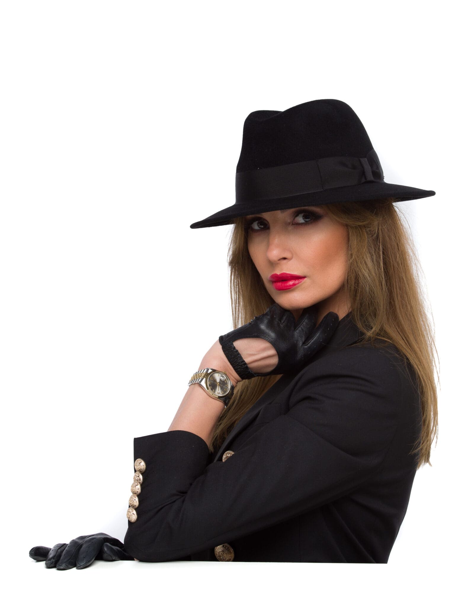 Palarie dama Napoli fetru nero, neagra, fetru de lana