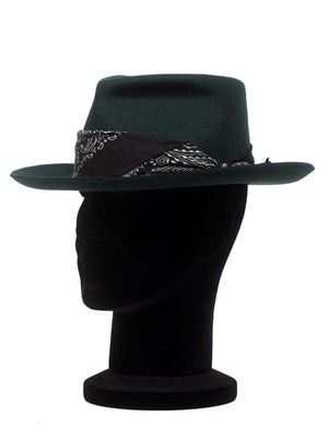 Palarie barbati Nick small botiglia, verde, borul semirigid, fetru de lana