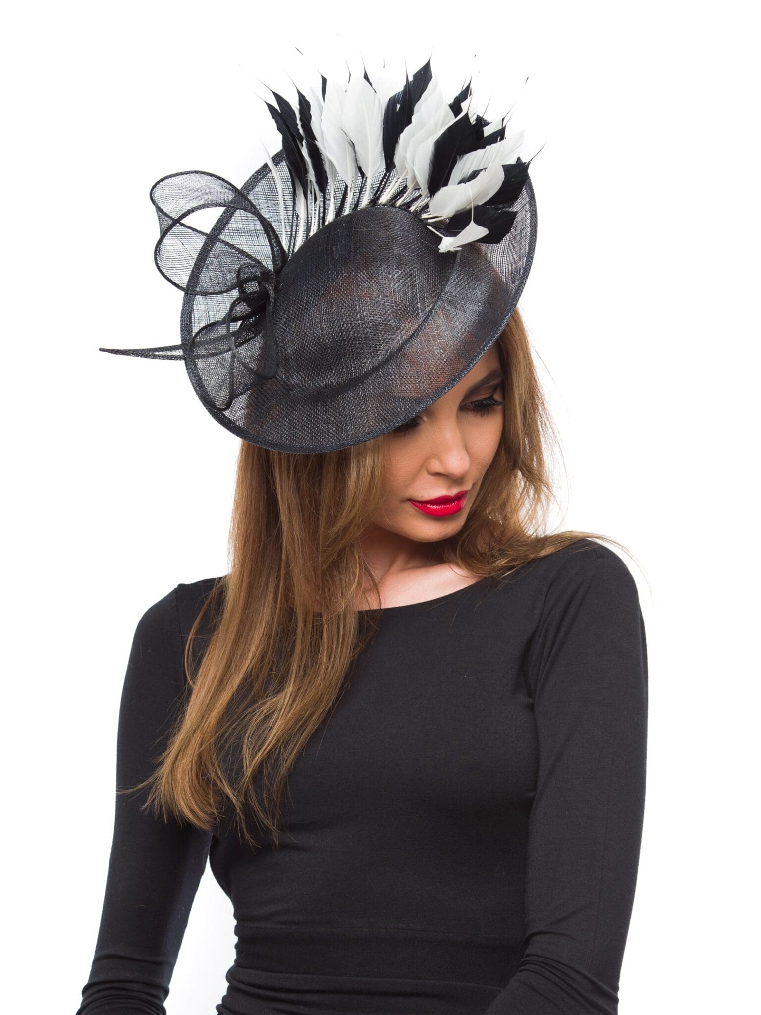 Fascinator Cindy, negru, sisal