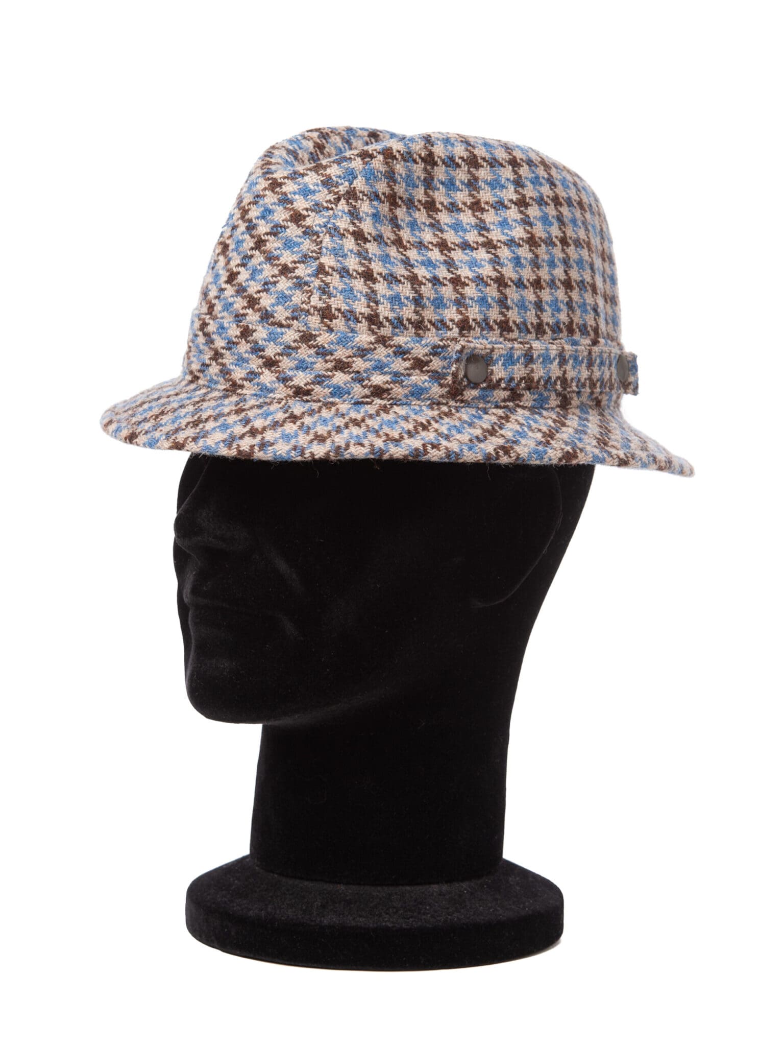 Palarie barbati Sherlock, gri/maro/albastru, textura fina, lana