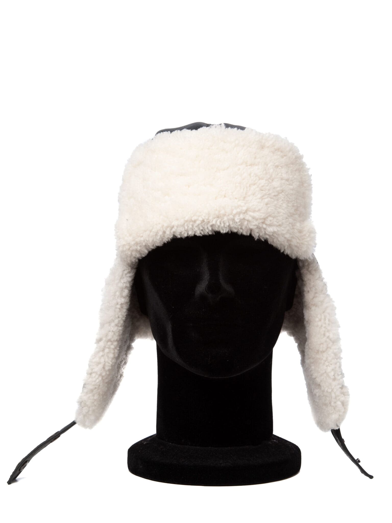 Caciula Ushanka nappa, white sheepskin