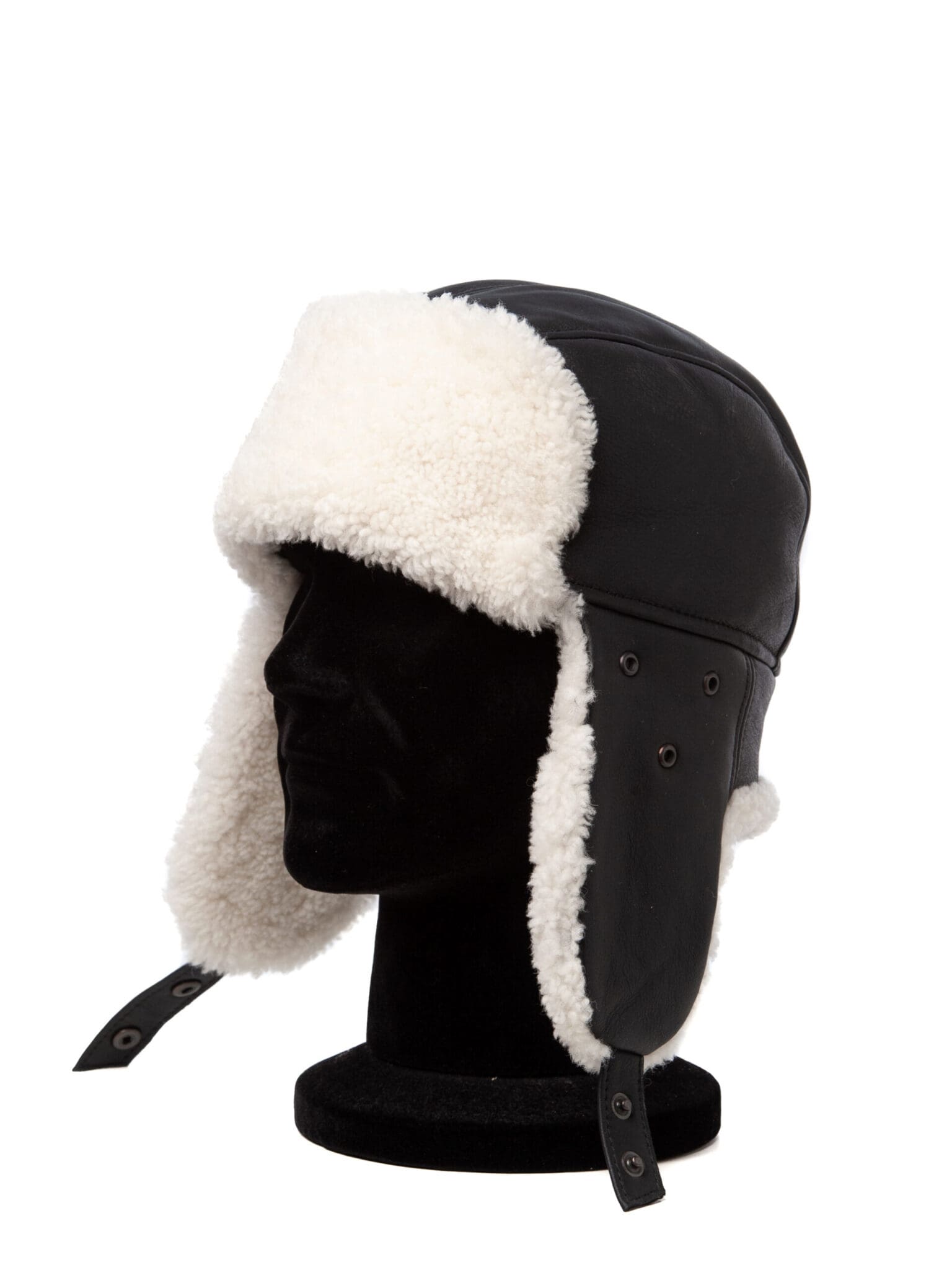 Caciula Ushanka nappa, white sheepskin