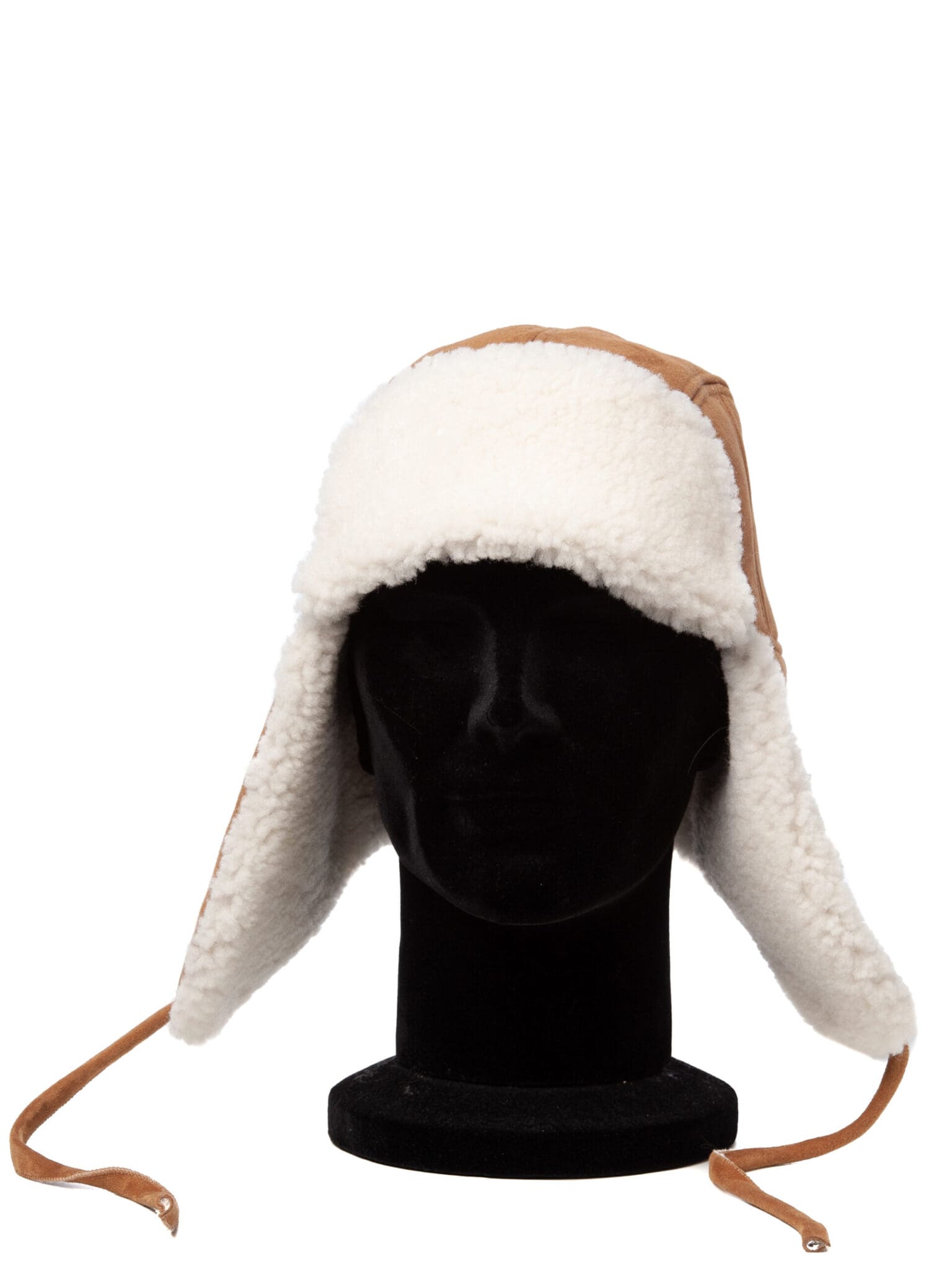 Caciula Aviator suede camel, white sheepskin/ piele întoarsă, blana naturala albă