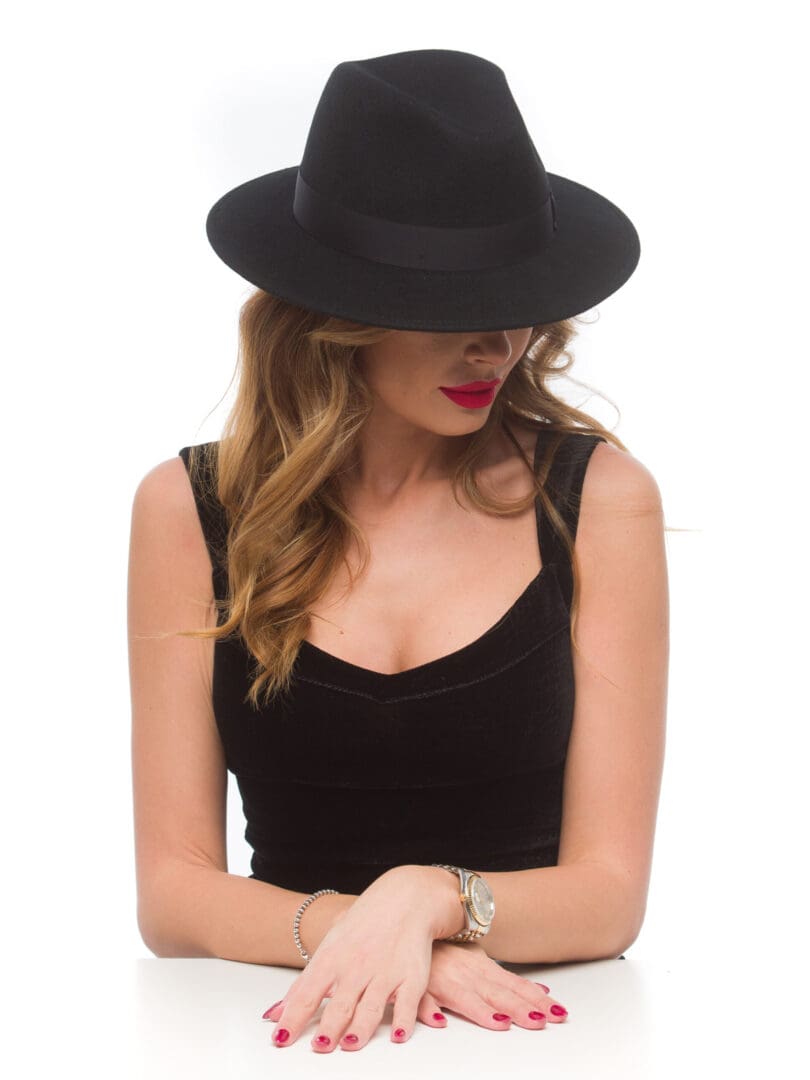 Palarie dama Napoli fetru nero, neagra, fetru de lana