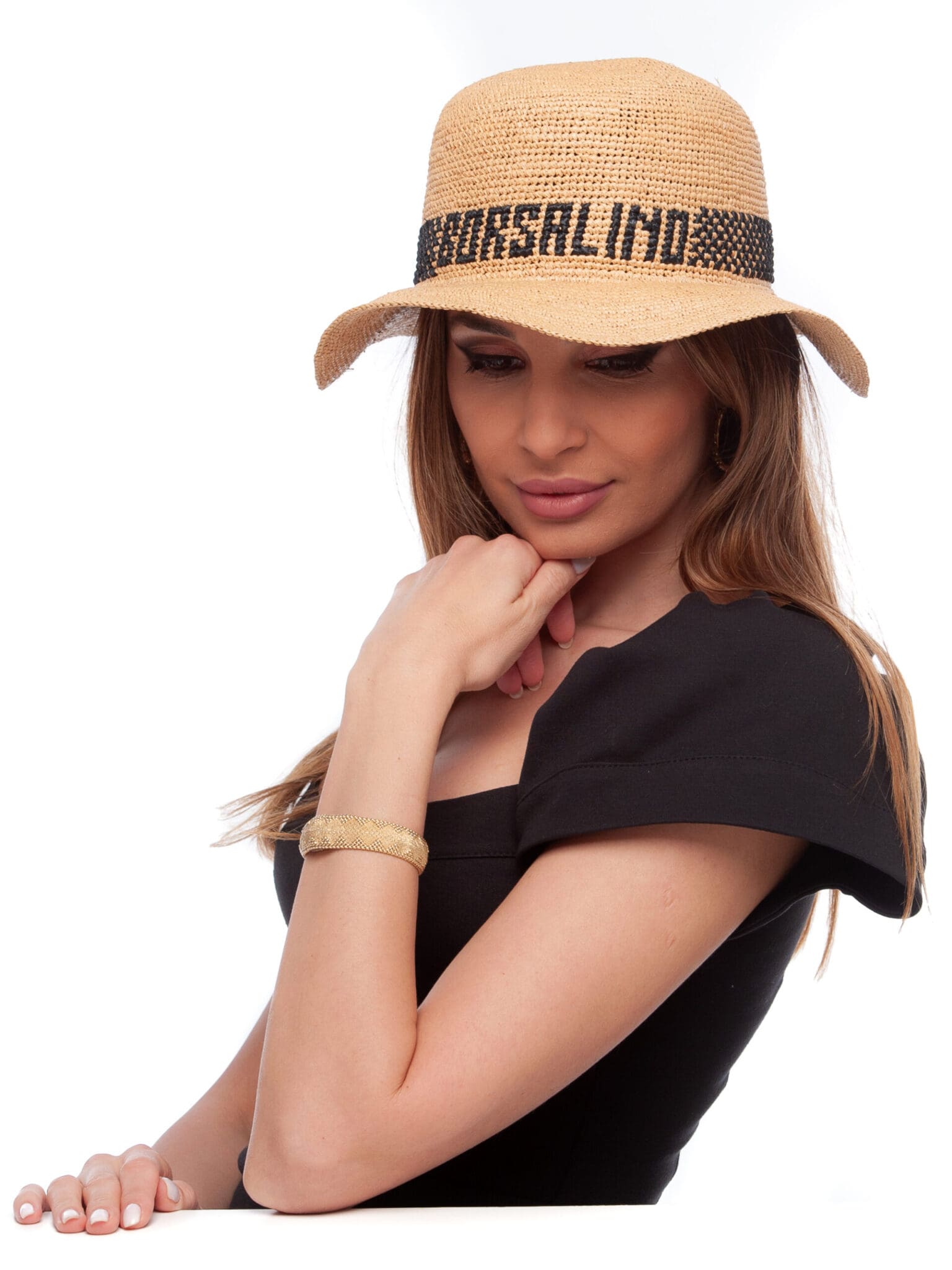 Palarie Borsalino Crochet hand embroded hatband, rafie crochet