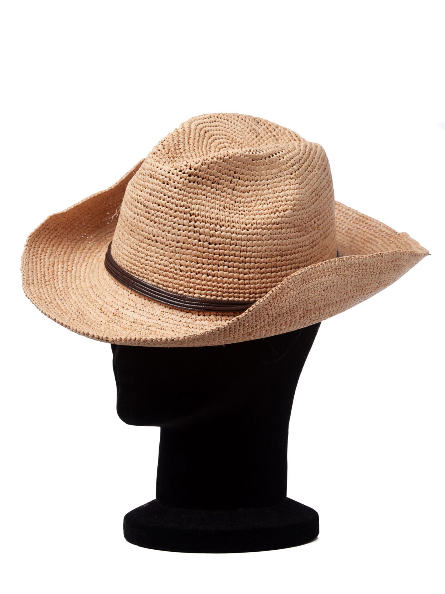 Palarie Cowboy rafia, natural, rafie crochet