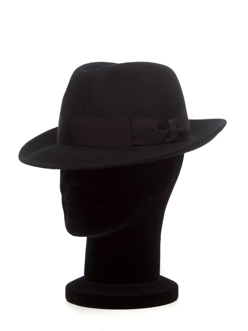 Palarie barbati Marengo nero, neagra, bor mediu, fetru de lana