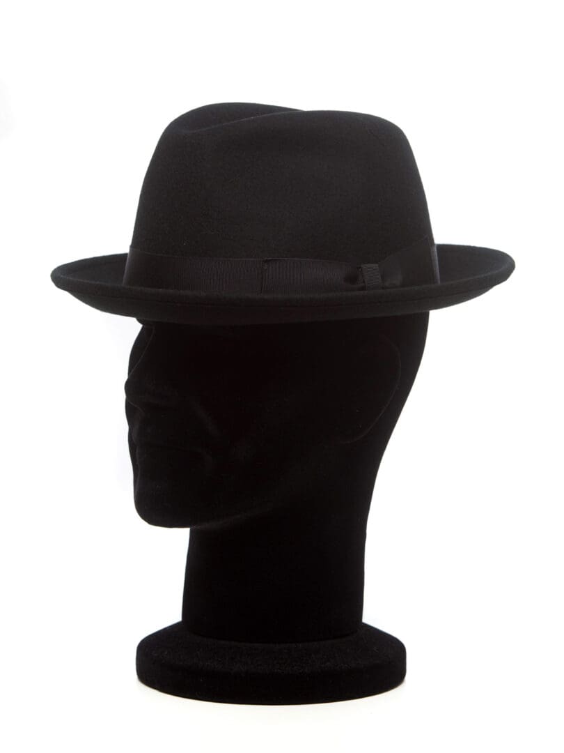 Palarie barbati Donald nero, neagra, bor mic, fetru de lana