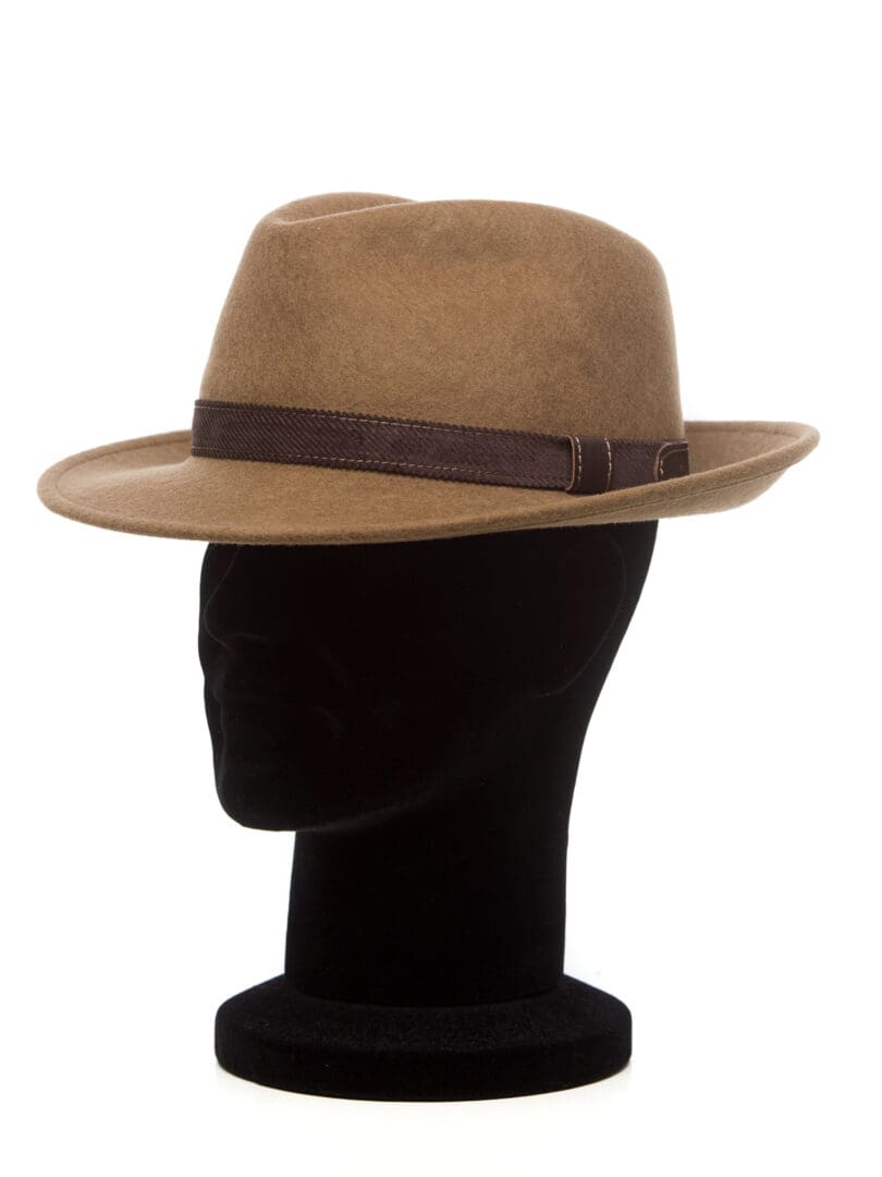 Palarie barbati New York fetru beige, maro-crem, fetru de lana
