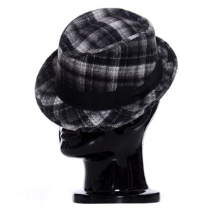 Palarie barbati Santy nero scozzese, neagra, bor mic, fetru de lana