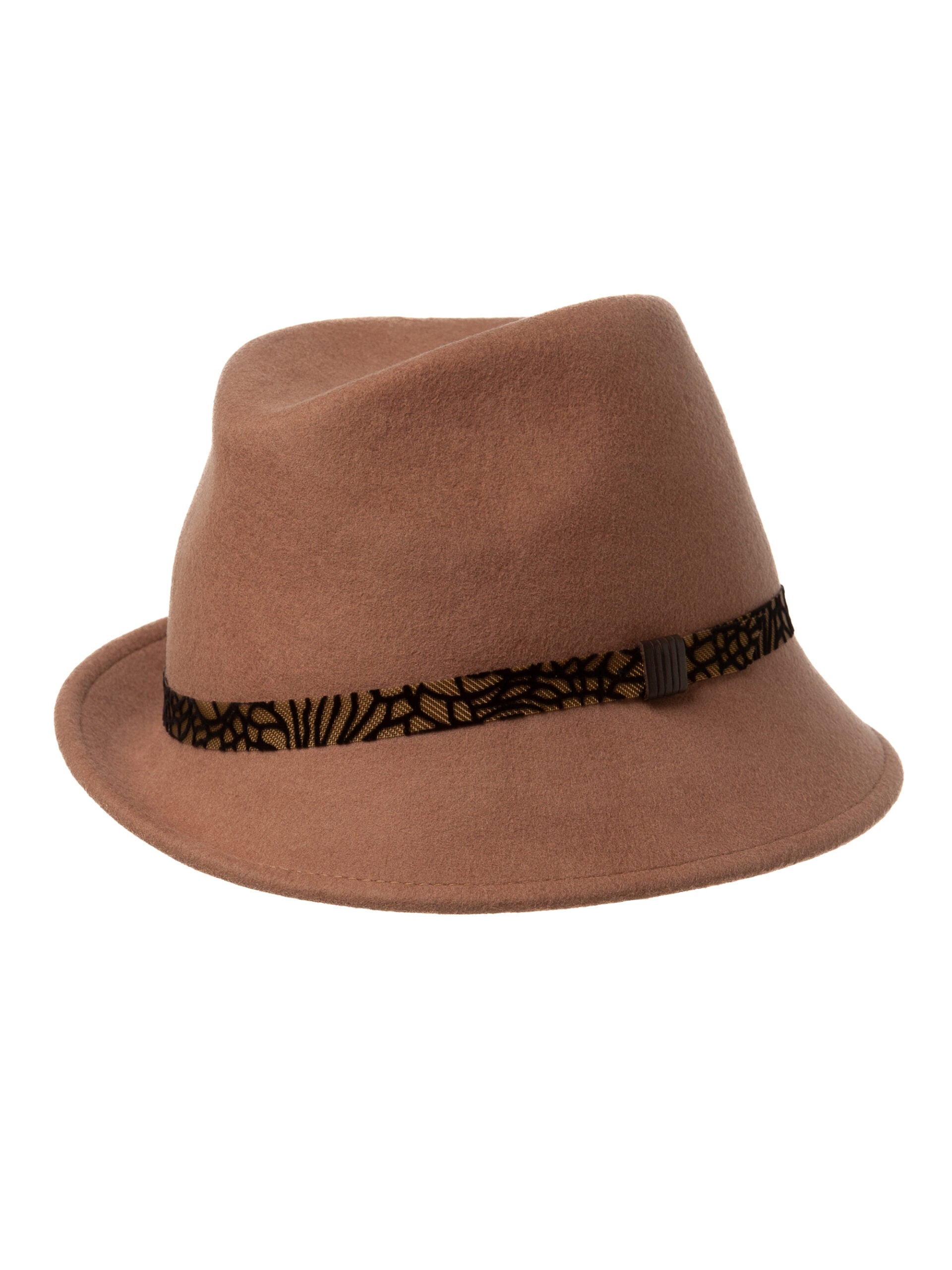 Palarie dama Twilly camel, maro crem, bor asimetric, fetru de lana