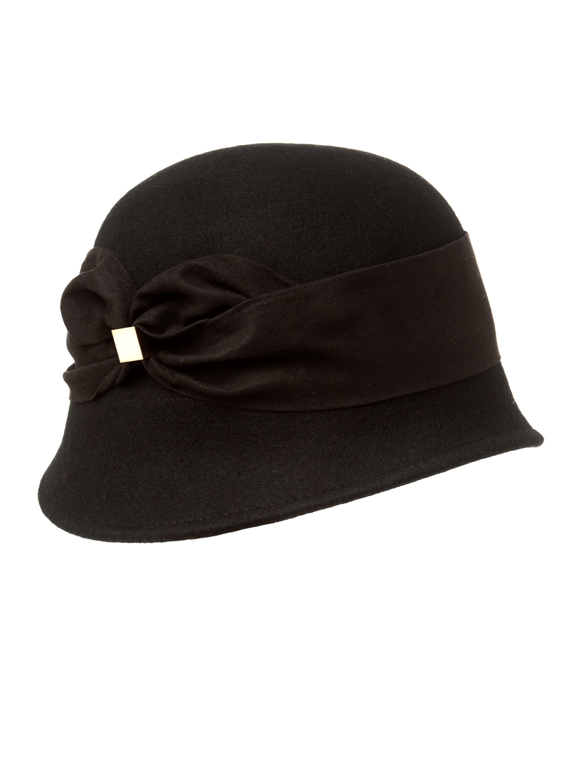 Palarie dama Jane nero/nero, negru, stil cloche, bor asimetric, fetru de lana