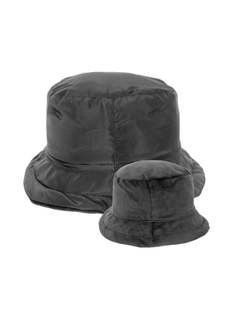 Palarie dama Bucket reversibile nero/nero, negru, moale, poliester