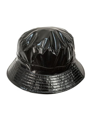 Palarie dama Bucket lucido nero , negru, moale, poliester