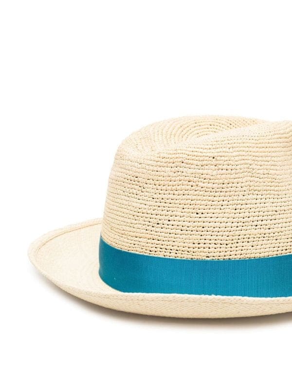 Borsalino Federico Panama Semicrochet azzuro, bor mediu, panama/crochet