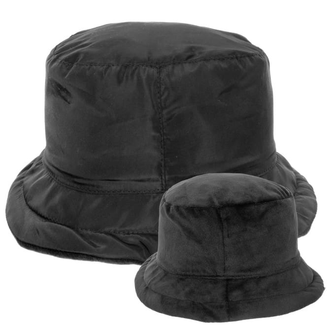 Palarie dama Bucket reversibile nero/nero, negru, moale, poliester