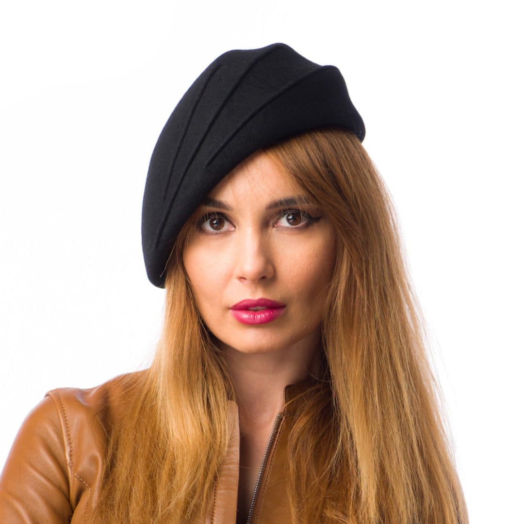 Basca dama, Lorena nero, neagra, asimetrica, fetru de lana