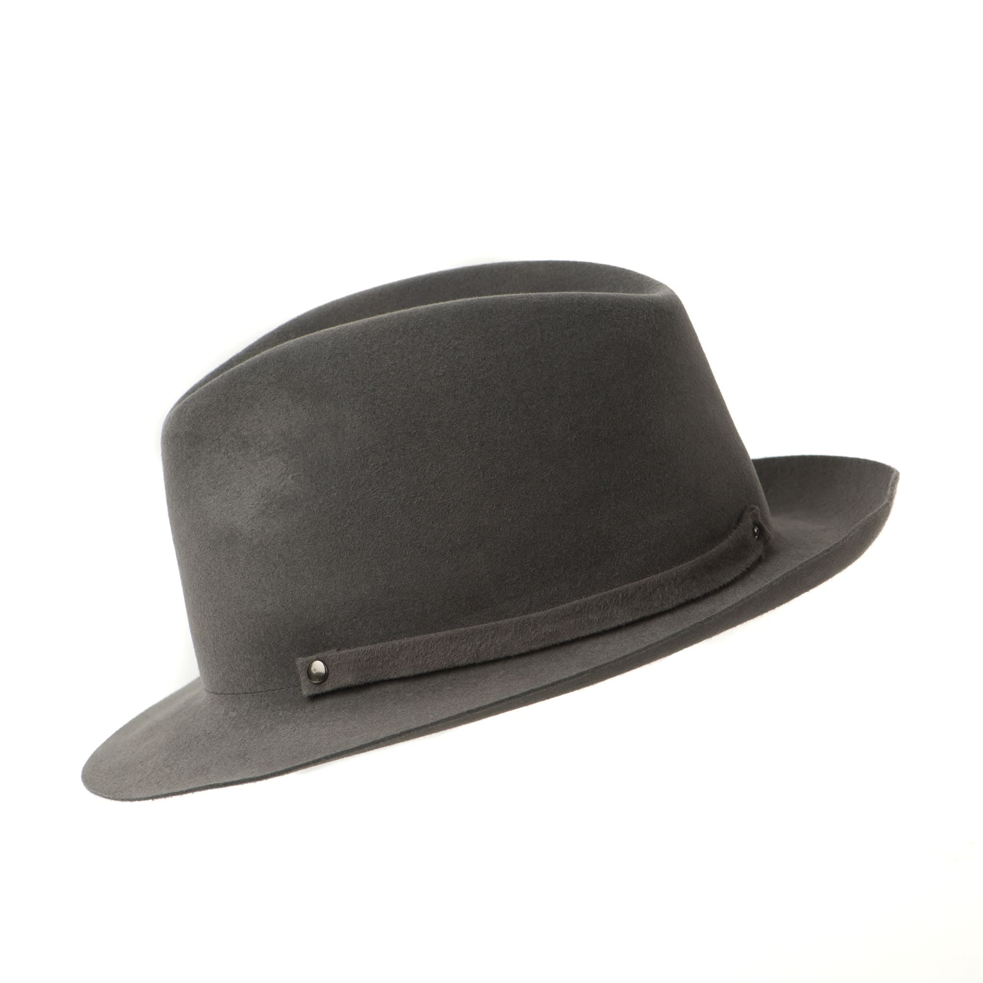 Palarie Trevi lapin grigio, gri, bor mic, velur de iepure