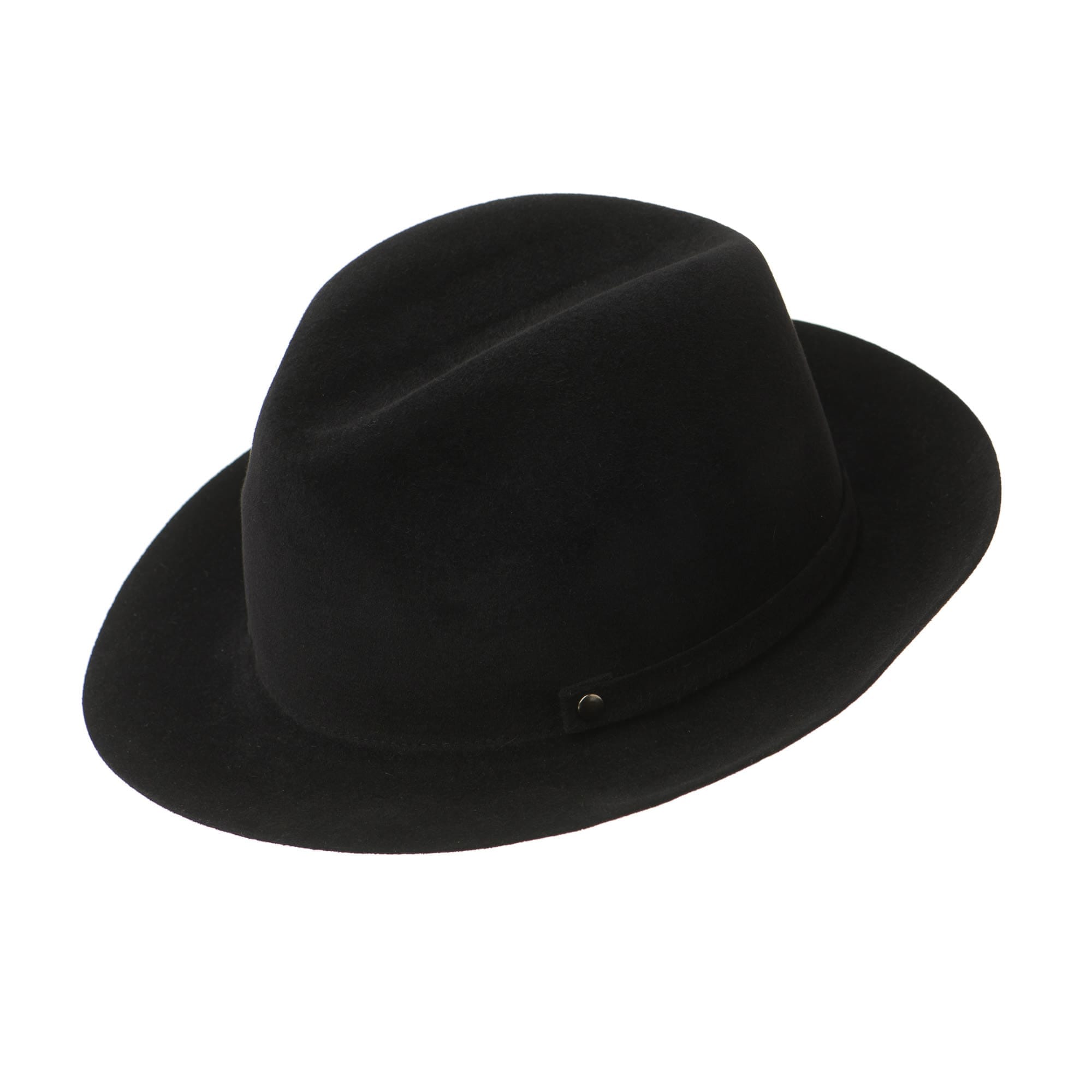 Palarie Trevi lapin nero, neagra, bor mic, velur de iepure