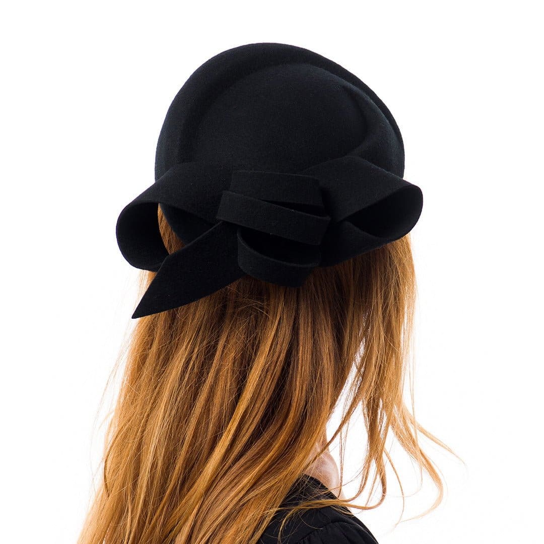 Toca Ella nero, neagra, fetru de lana