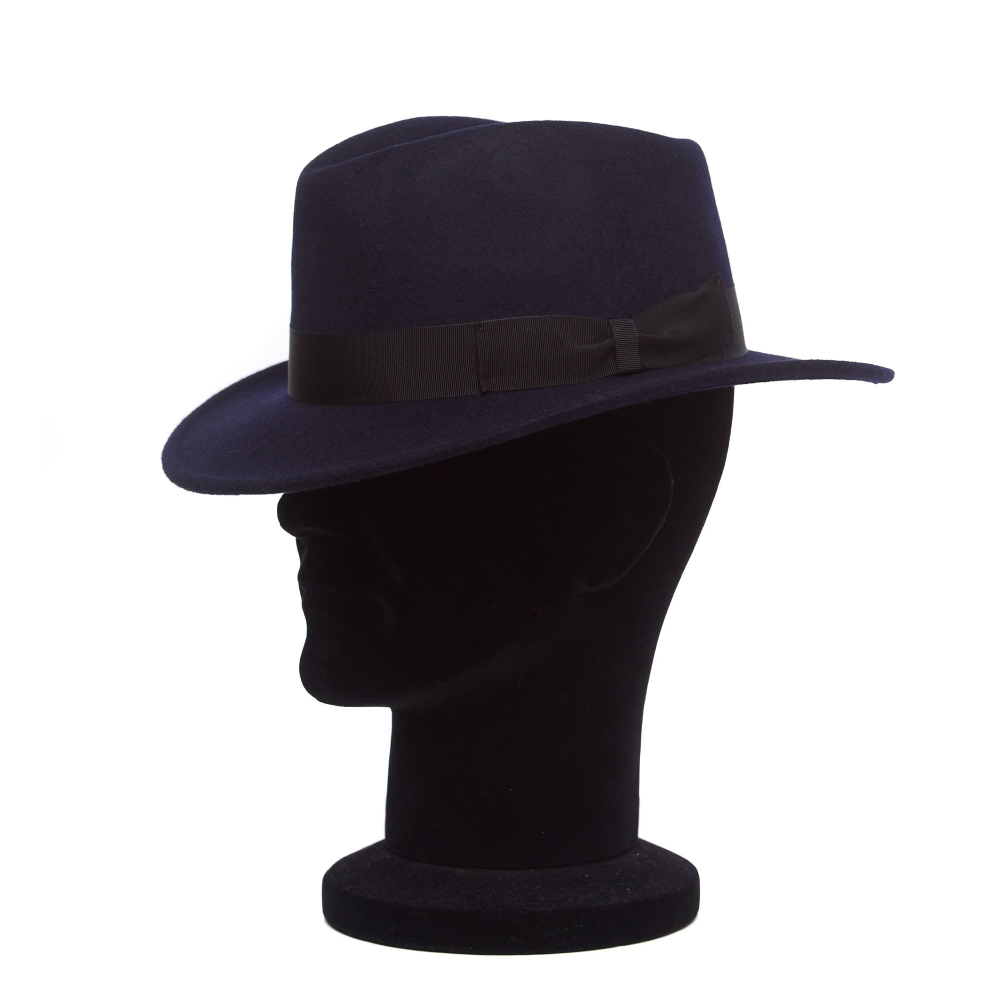Palarie barbati Adami blu/nero, albastra, bor mediu, fetru de lana