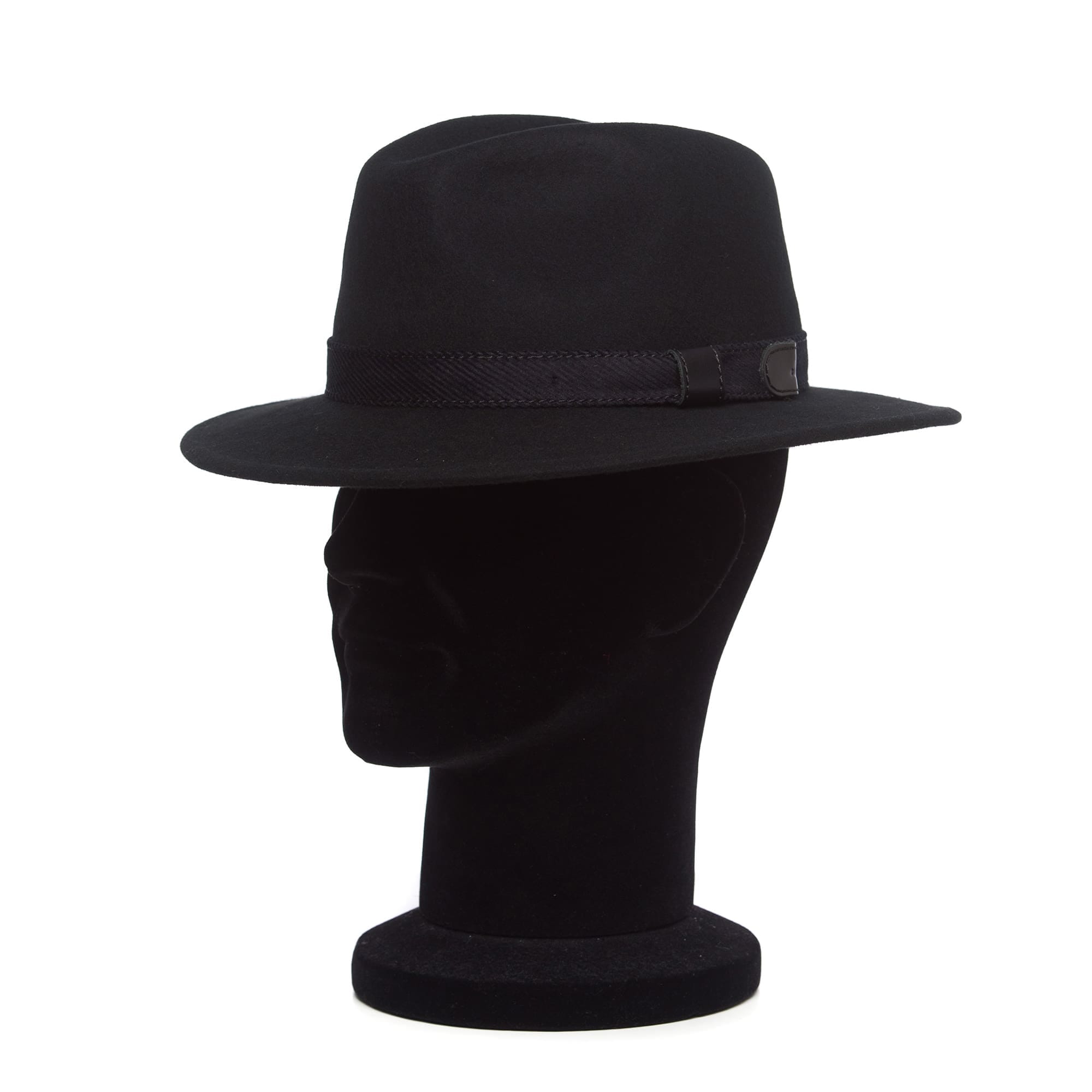 Palarie barbati Banfi nero, neagra, bor mediu, fetru de lana