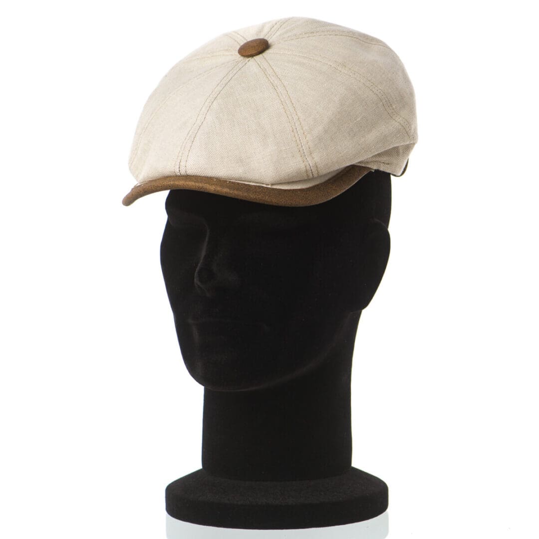 Sapca barbati Peaky in beige, bej, margine cozoroc din piele