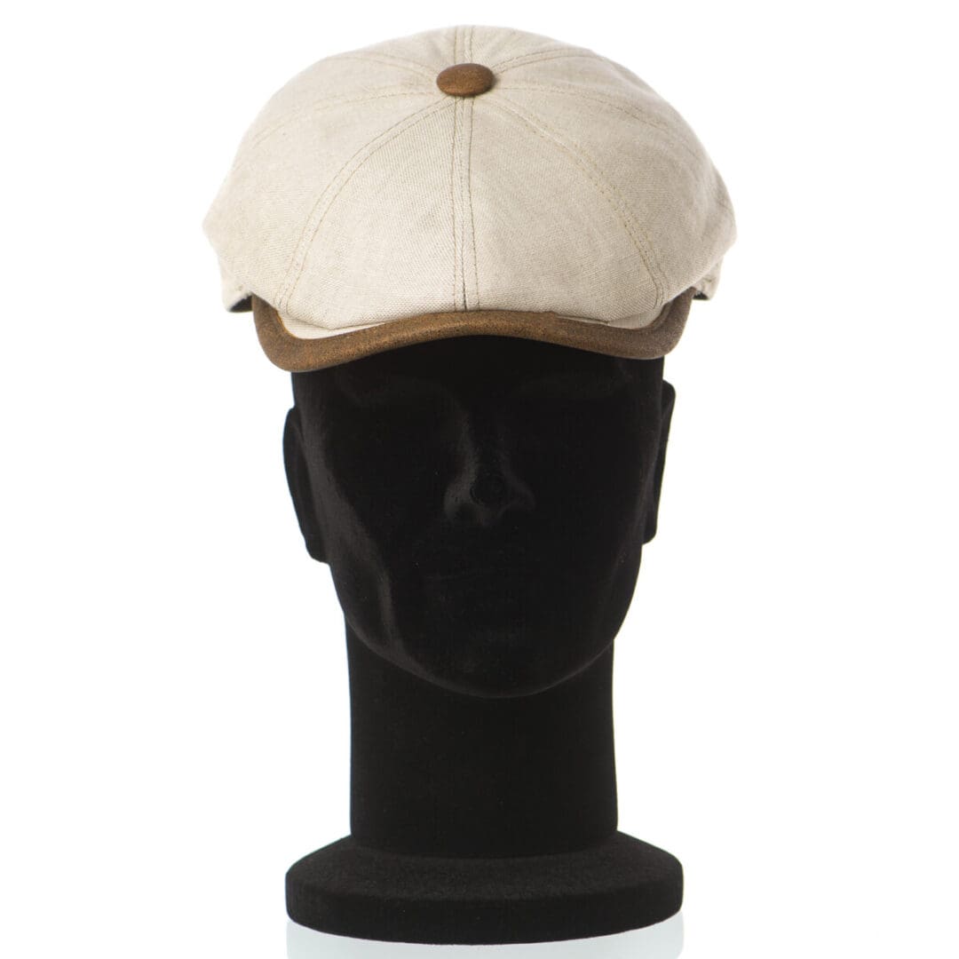 Sapca barbati Peaky in beige, bej, margine cozoroc din piele