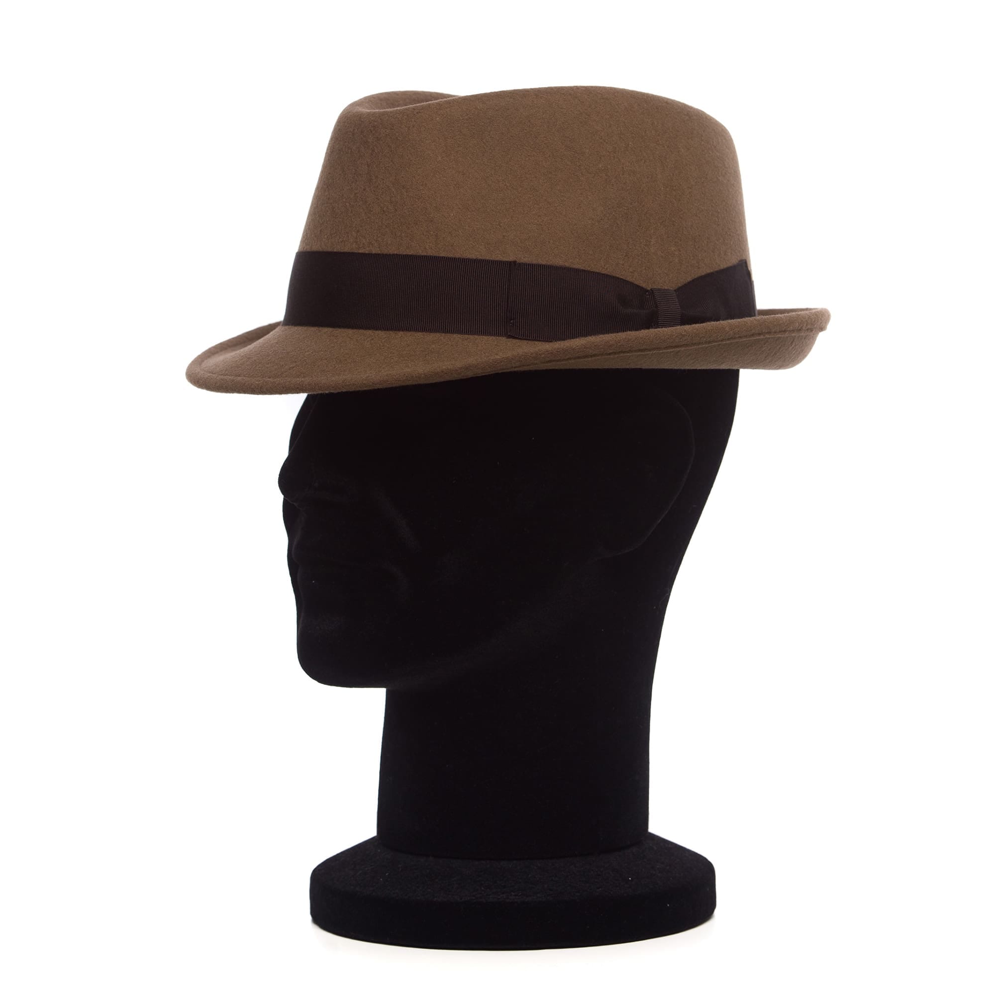 Palarie barbati Santy beige, maro-crem, bor mic, fetru de lana