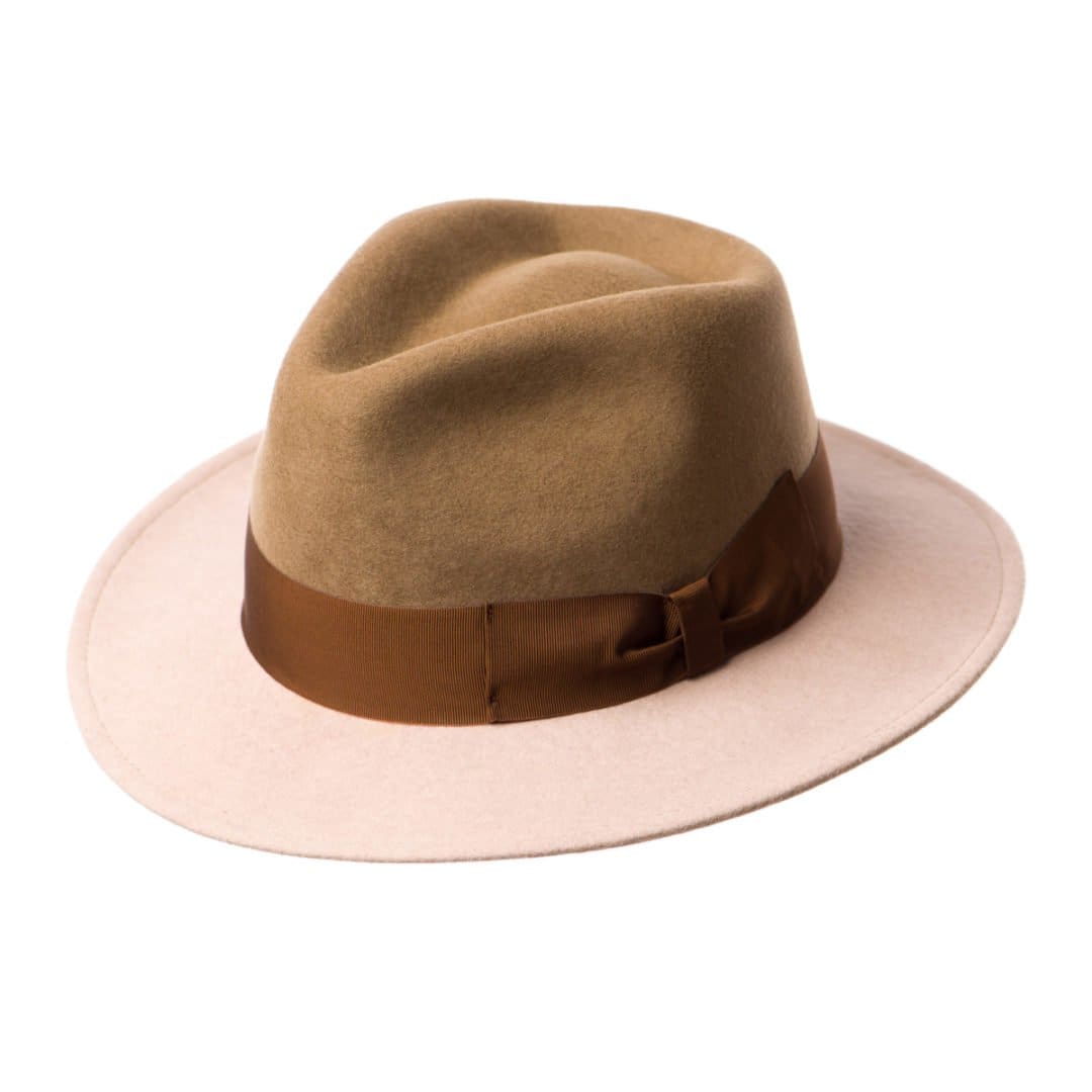 Palarie barbati Adami tortora-beige, nude/maro, bor mediu, fetru de lana