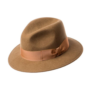 Palarie barbati Mojo beige, maro deschis, bor mediu, fetru de lana