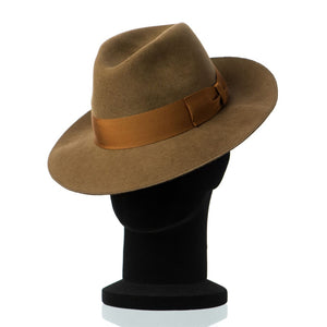 Palarie barbati King beige/m, maro, bor mediu, fetru de lana