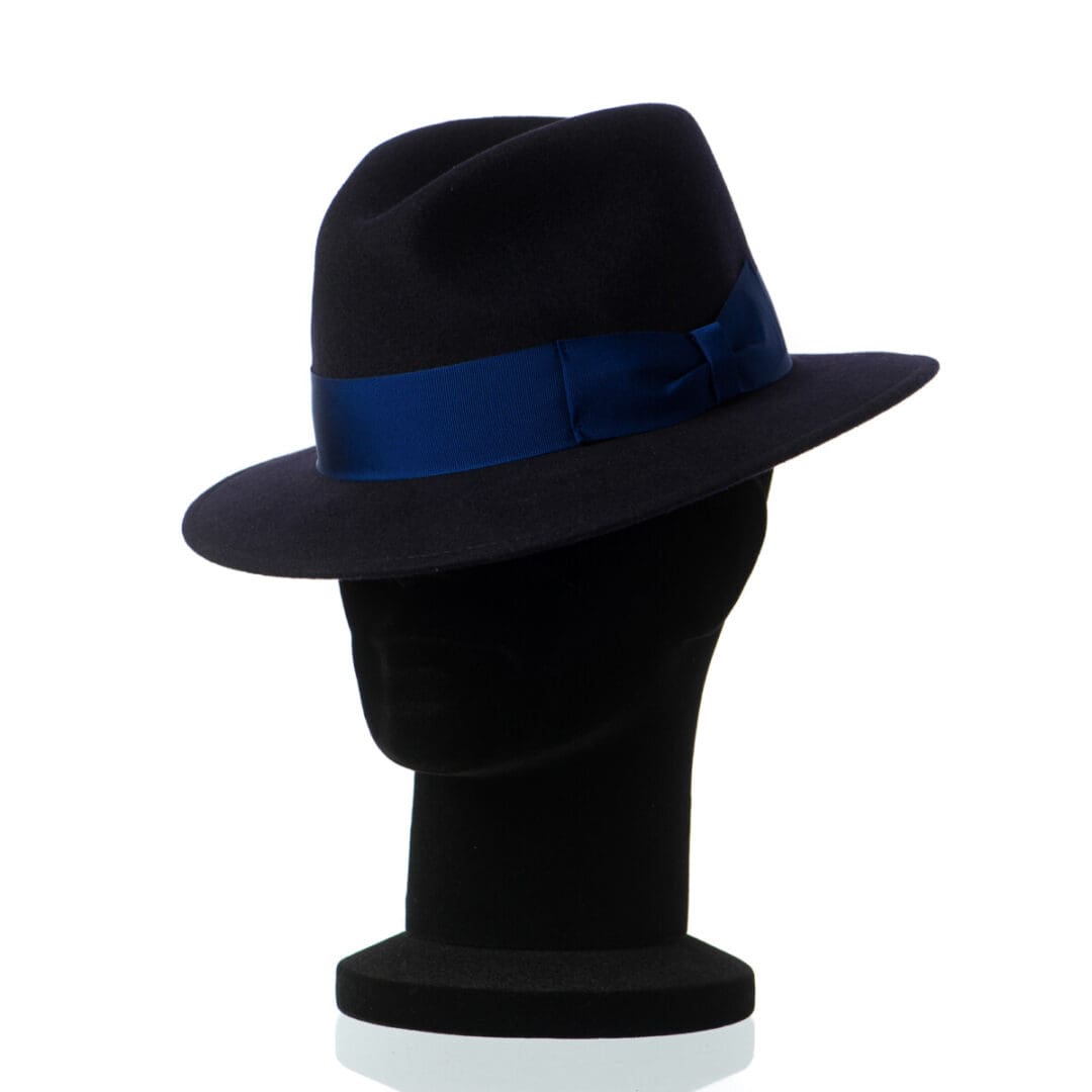 Palarie barbati Mojo blu, albastra, bor mediu, fetru de lana